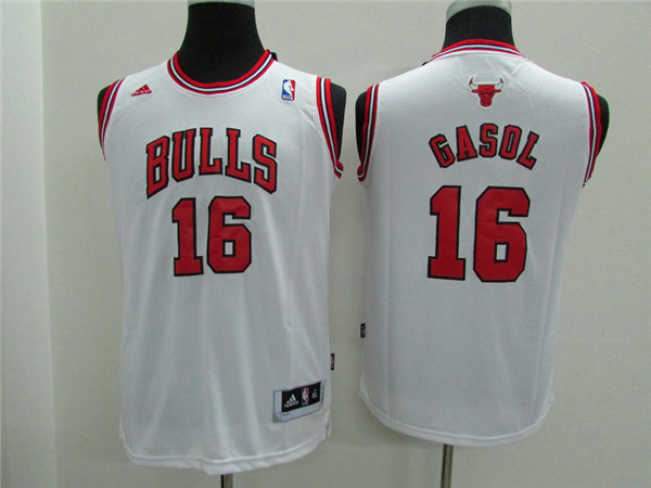 NBA Youth Chicago Bulls #16 Gasol white Game Nike Jerseys